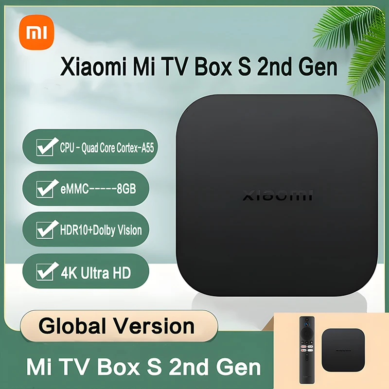 

Xiaomi Mi TV Box S 2nd Gen 8GB Dolby Vision HDR10 Set-top Box 4K Ultra HD BT5.2 Global Version Smart Mi Player Google Assistant