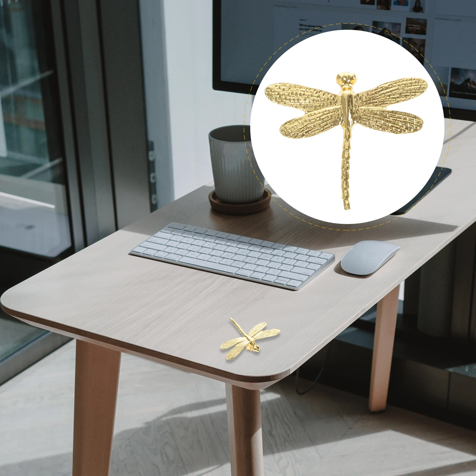 

Dragonfly Brass Figurine Statue Ornament Decor Figurines Sculpture Animal Mini Garden Gold Insect Luck Knobs Good Figure Metal