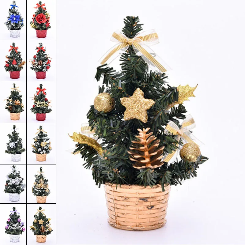 

Artificial Christmas Tree Decorations Home Office Desktop Miniature Ornaments Merry Party Table Crafts Festival Decor 20cm PVC