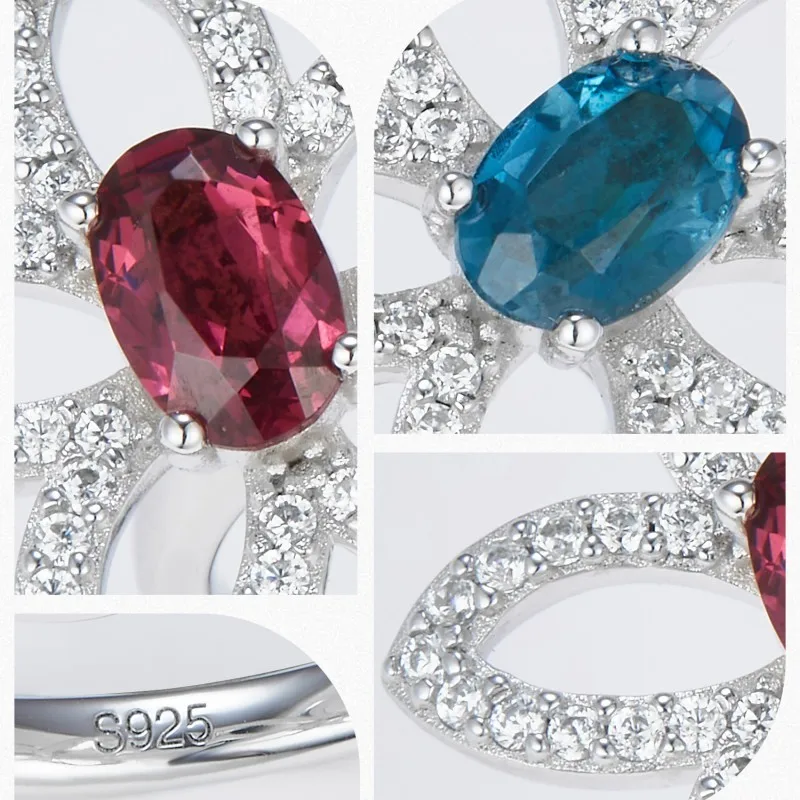 Кольцо женское с натуральным топазом и гранатом 5 А