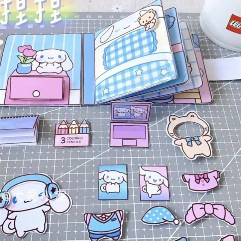 

Sanrio Anime Kawali Cinnamoroll Kuromi Sticker Book Diy Games Quiet Book Originality Girls Friend Birthday Gift Toys for Kids