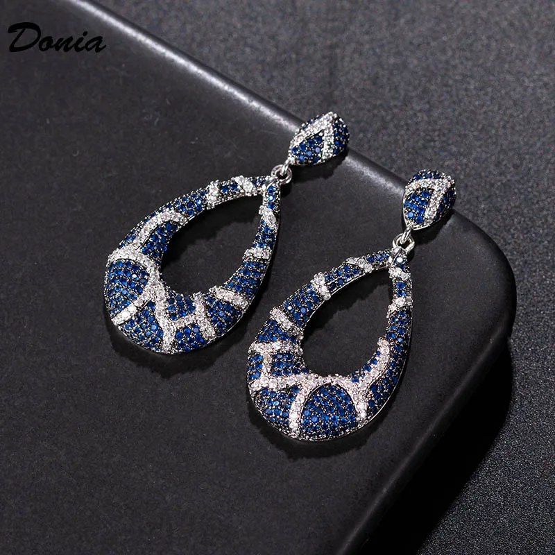 

Donia Jewelry Fashion new wild earrings copper micro inlaid AAA color zircon earrings female long large earrings banquet