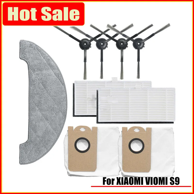 

Пылесборники для робота-пылесоса XIAOMI VIOMI S9, Швабра, ткань, боковые щетки, Hepa фильтр, аксессуары, запасные части