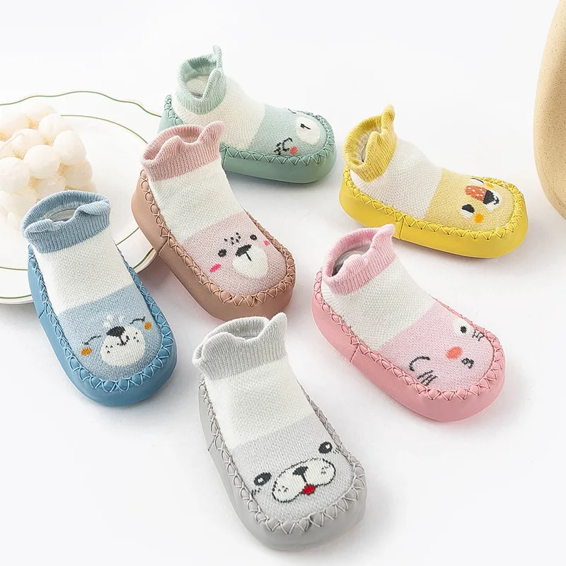 

Anti-slip 0-4YBaby Floor Sock Shoes Spring Autumn Rubber Sole First Walkers Cartoon Baby Shoes Infant Girls Boys Walking Shoes