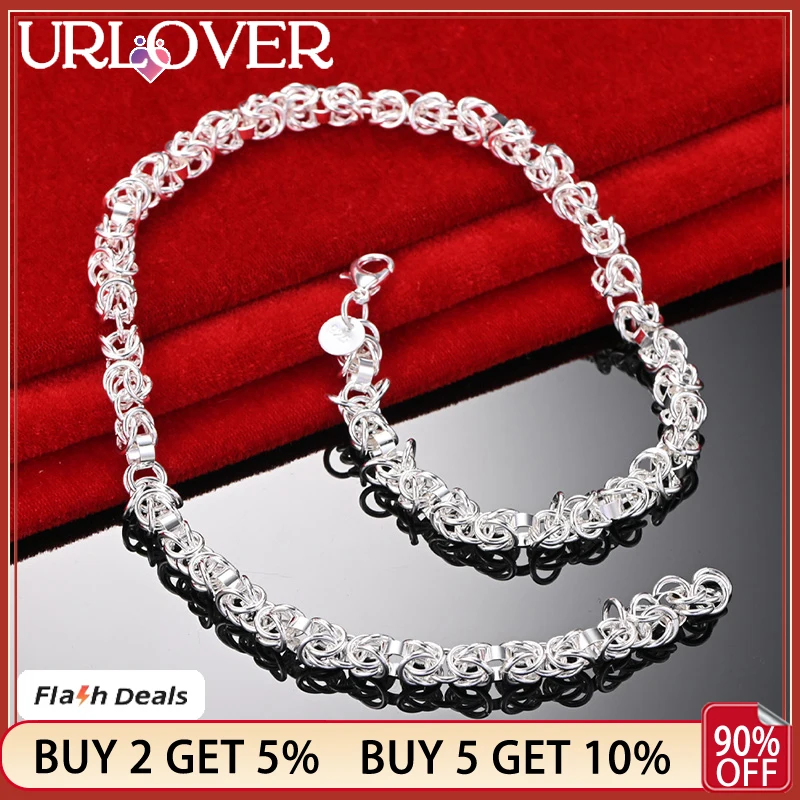 

URLOVER 925 Stamp Silver Color 45cm Keel Chain Necklaces For Men Women Banquet Party Wedding Beautiful Jewelry Birthday Gift