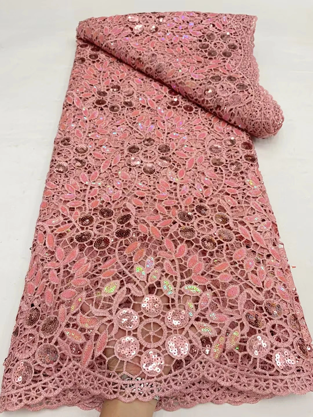 LDPG82 розовый! Высококачественные африканские водорастворимые кружева с