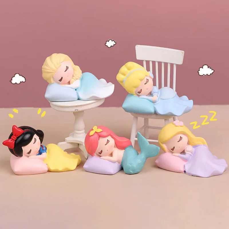 Disney Sleeping Beauty Princess Figure Toys Cartoon Lovely Elsa Snow White Aurora Model Doll Room Ornaments Children's Gifts