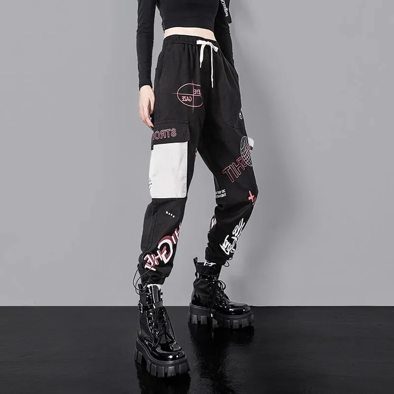 

Женские свободные брюки-карго с высокой талией, высококачественные брюки с красивым принтом в уличном стиле, женские повседневные брюки Jogg, 2023