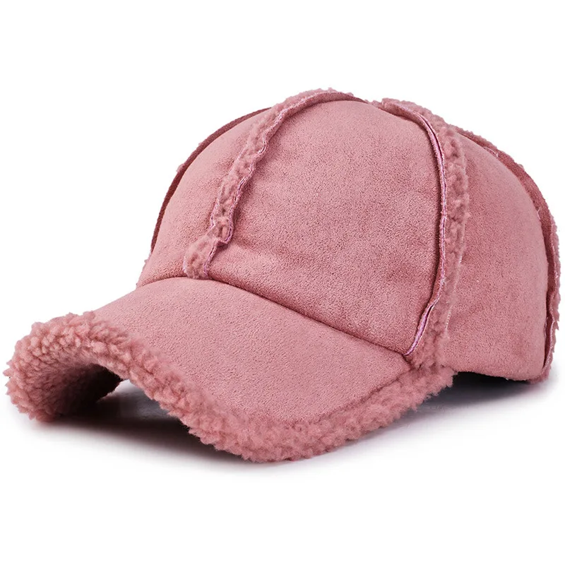 

Розовая Женская зимняя шапка с флисовой подкладкой, бейсболка из искусственной замши, серая кепка для мужчин Lt.br