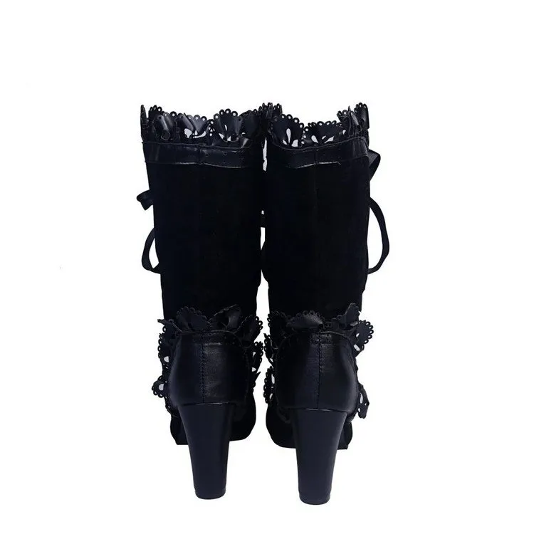 Women's Boots High Heels Women's Punk Boots 2023 Sexy Leather Suede Boots Fall/winter Retro Lace-up Shoes Women's  Boots
