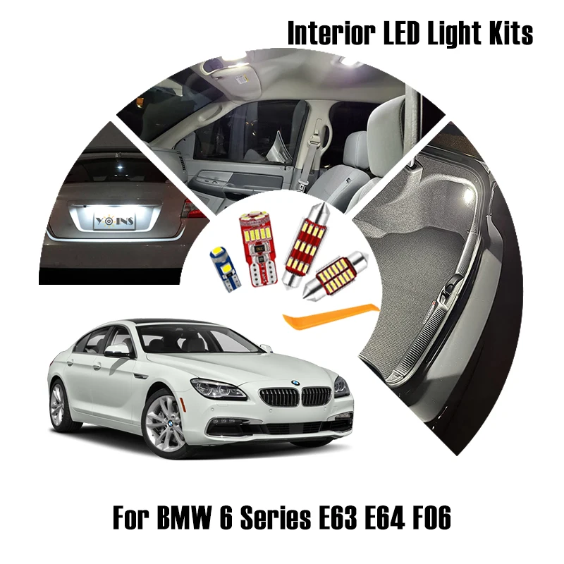 Купи Car Interior Light Led for BMW 6 Series E63 E64 F06 Gran Coupe Convertible Auto Reading Map Dome Bulb Trunk Glove Box Light Lamp за 911 рублей в магазине AliExpress