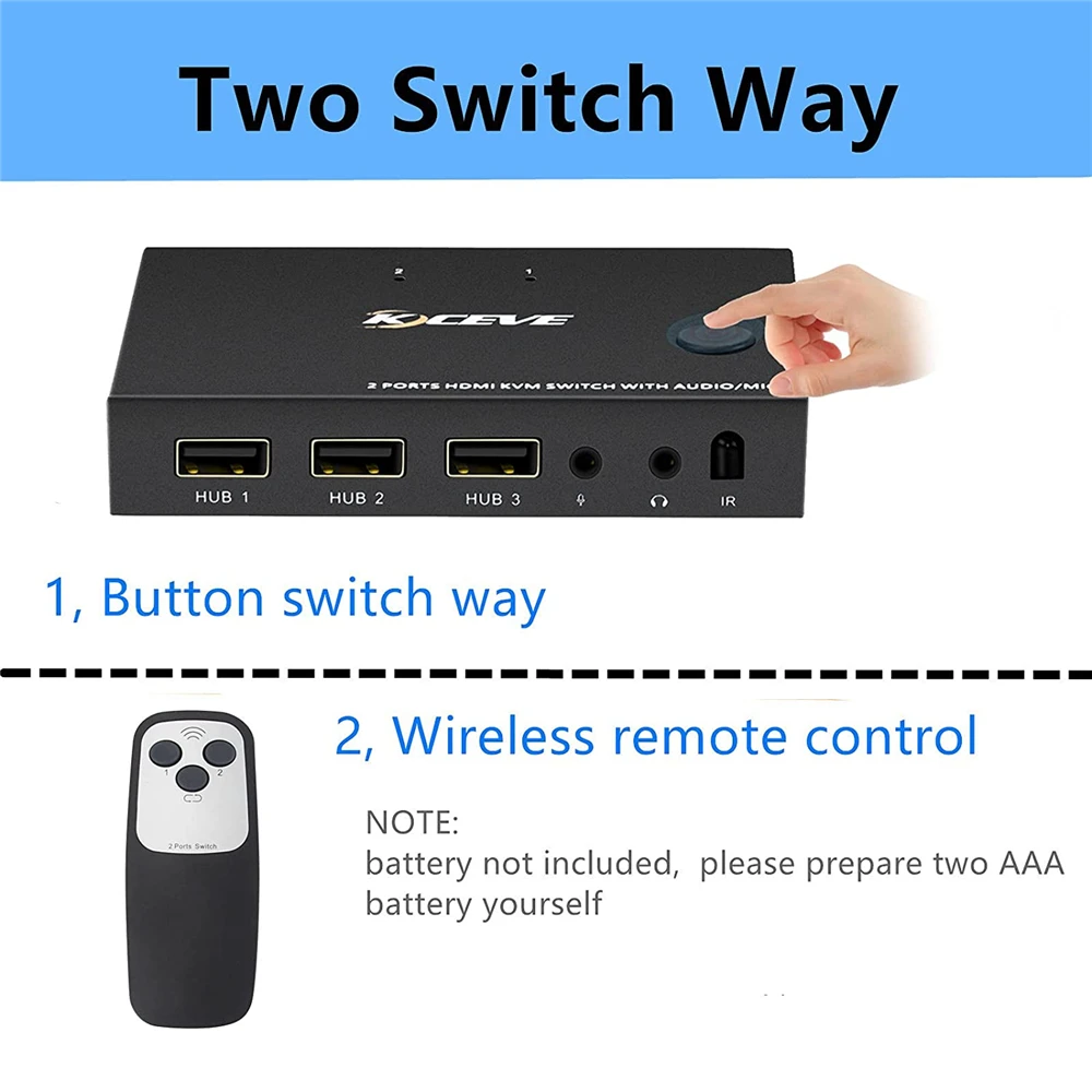 HDMI 2 0 KVM переключатель с аудио порта в 1 выход совместное использование
