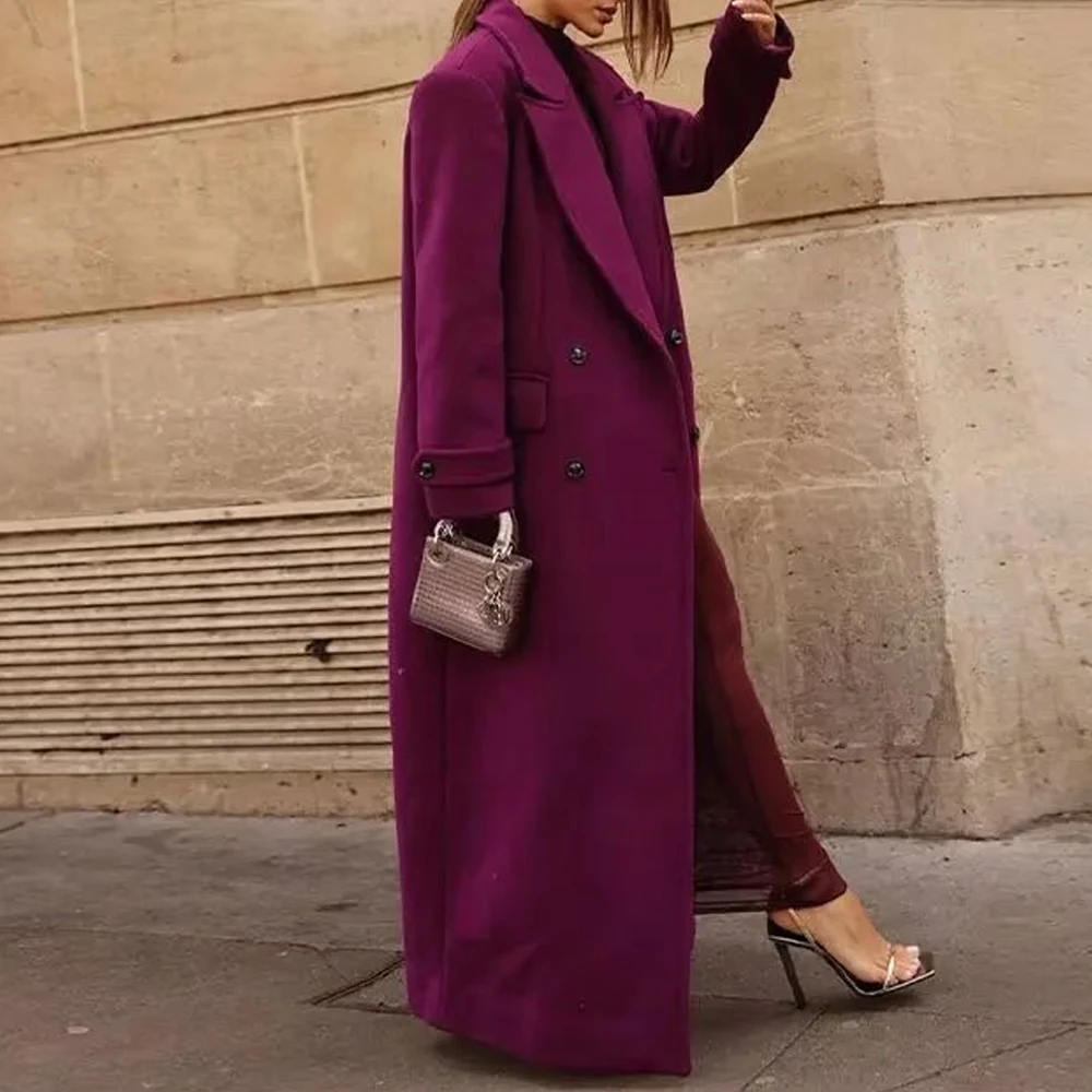 Осенне-зимний женский элегантный легкий зрелый стиль шерстяной удлиненный