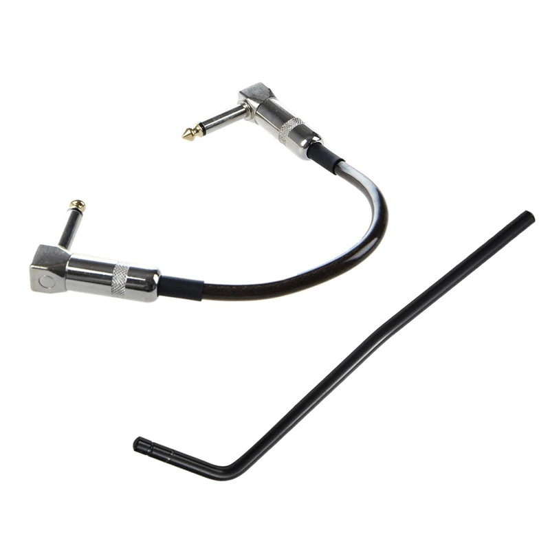 

12 Inches 6.3Mm Guitar Patch Cable & Direct Insertion Style Electric Guitar Tremolo Arm Whammy Bar - Chrome - Black