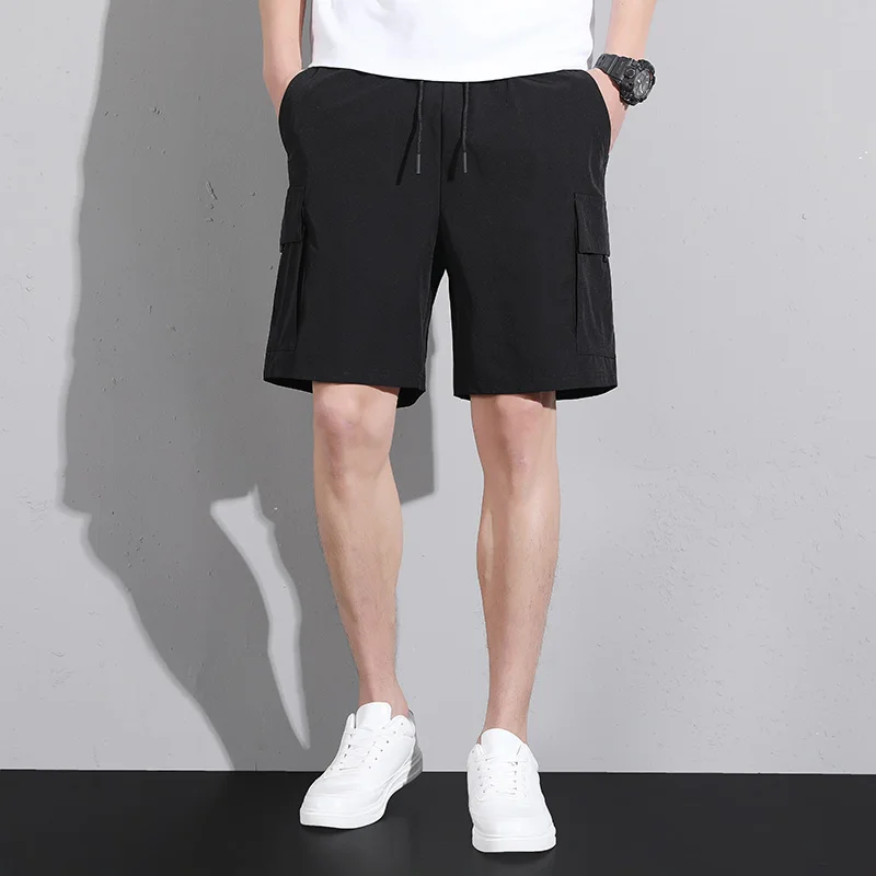 New Summer Men'S Casual Loose Straight 5-Point Pants Teenager Students Fashion Trend Versatile Elastic Waist Sweatpants Shorts