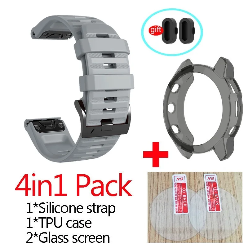 

Ремешок для наручных часов 4 в 1, силиконовый браслет для Garmin Fenix 7X 7 EPIX GEN 2, стеклянная защита для экрана