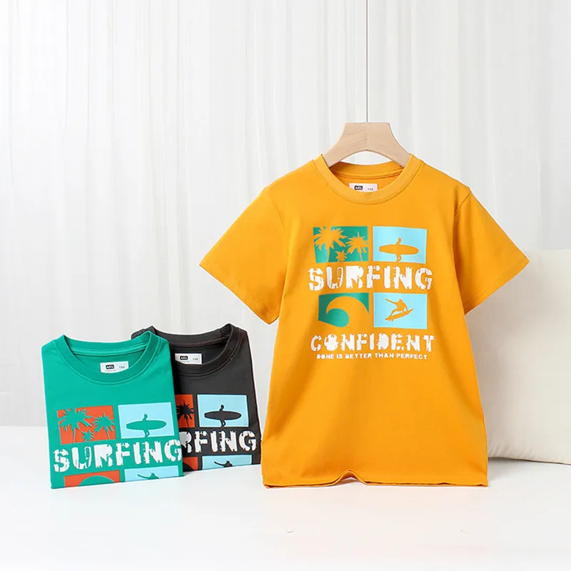 Детская летняя одежда в Корейском стиле, детские спортивные топы с коротким рукавом, Модная хлопковая Футболка для мальчиков и девочек