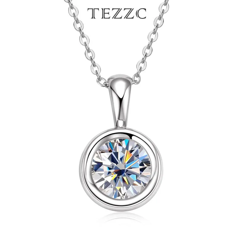 

Ожерелье Tezzc D VVS1 с муассанитом, кулон, женский дизайн, серебряная цепочка S925, подходит для помолвки, свадьбы, Дня Святого Валентина, ювелирные изделия, хороший подарок