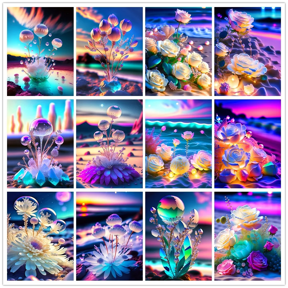 

Приморский Пейзаж 5D "сделай сам", алмазная живопись, цветок, роза, полный набор для вышивки, мозаика, фотообои, декор комнаты