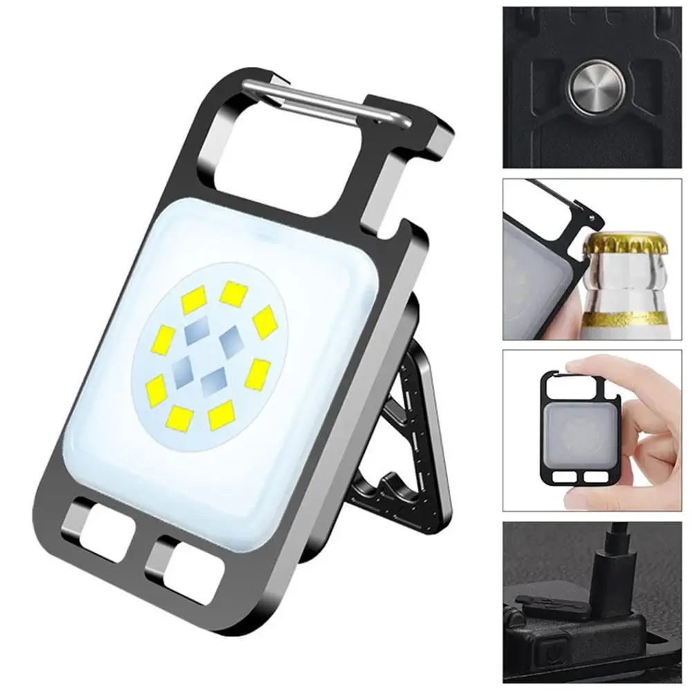 

Mini LED Flashlight Keychain Portable Pocket Light Multifunctional USB Rechargeable COB Work Lamp/ Mini Keychain LED Light