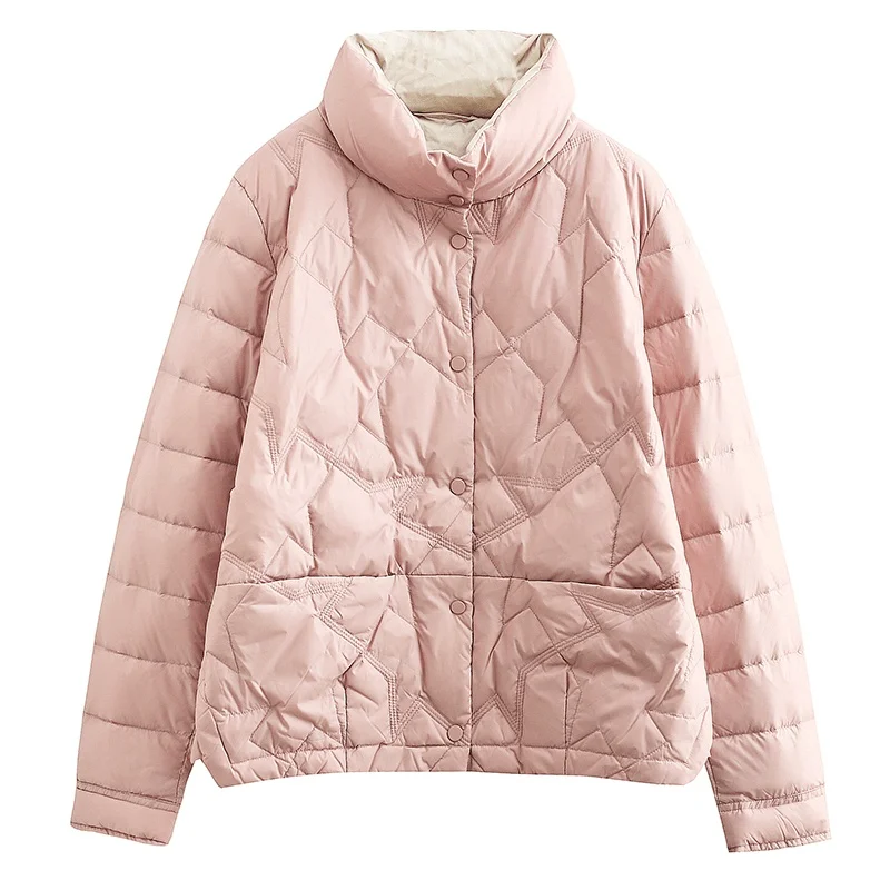 

Women Warm Down Jacket 2021 Autumn Winter New Fashion Stand Collar Single Breasted Short Light Jacket Korean Coat