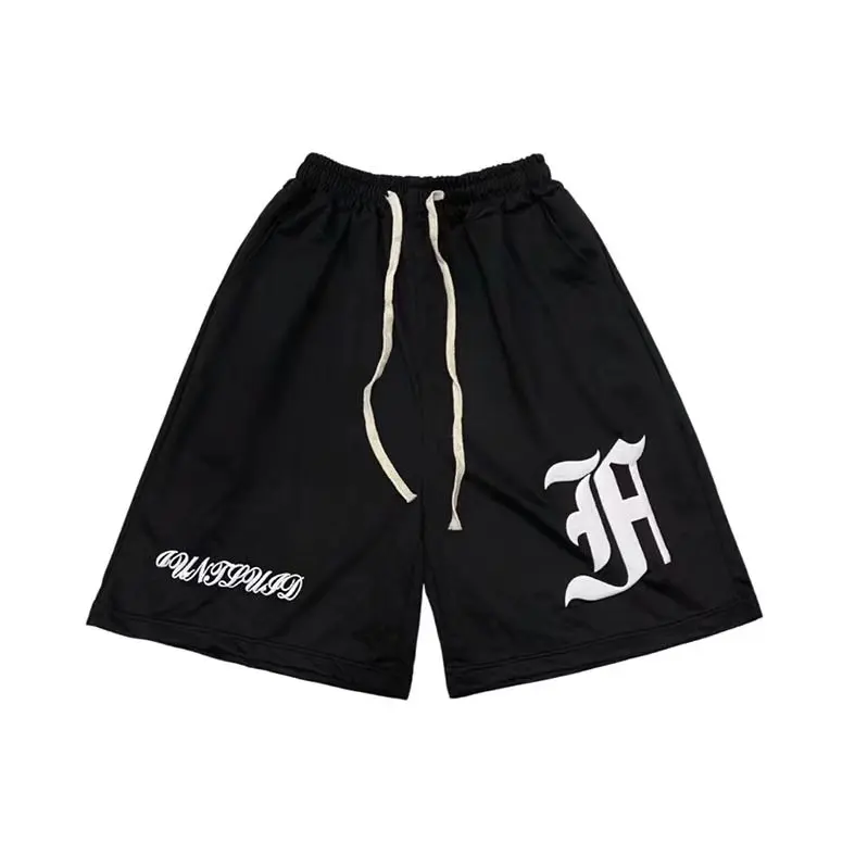 American Retro Shorts Women Harajuku Loose Street Fashion Sports Shorts High Waist Drawstring Hip Hop Straight Five Point Pants