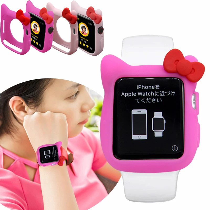 Cute Cartoon Women Soft Silicone Cover Bumper for Apple Watch 8 7 41 45mm Protective Case for IWatch 6 5 4 se 40 44mm 38 42mm