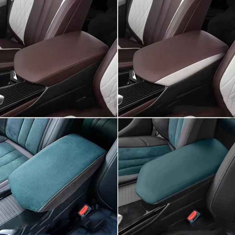 Фото Автомобильный подлокотник, чехол для Geely Monjaro, кожаный замшевый центральный подлокотник, защитные аксессуары для модификации салона автомобиля №4