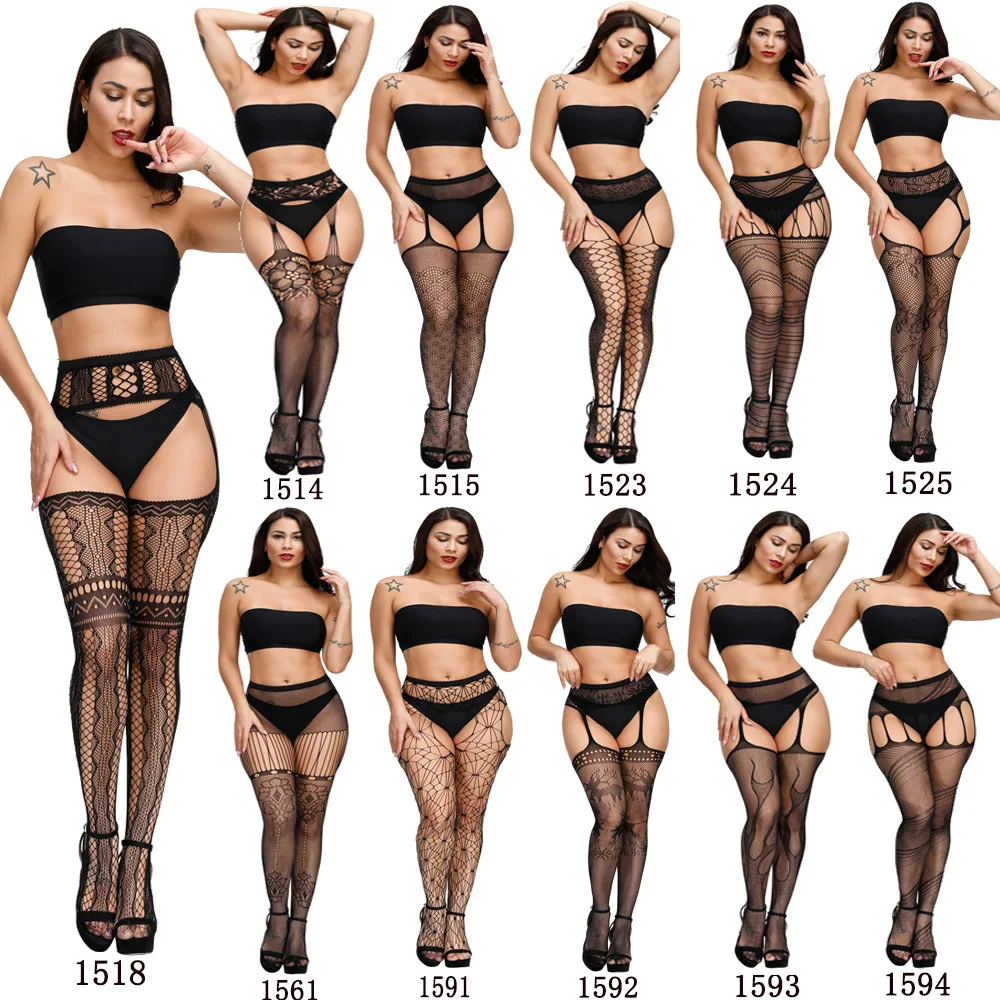 

Высококачественные пикантные женские носки, чулки с защитой от затяжек, Чулки с тонкими подтяжками, Колготки с вырезами, сетчатые носки, бес...