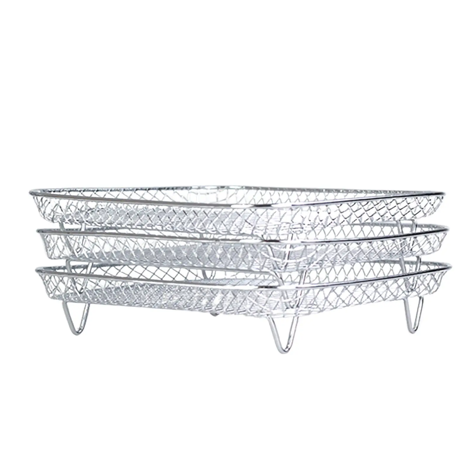 

Air Fryer 3-Layer Grill 3 Layer Skewers Baking Non Stick Grill Stackable Grill For Air Fryer Food Stainless Steel Dehydrator