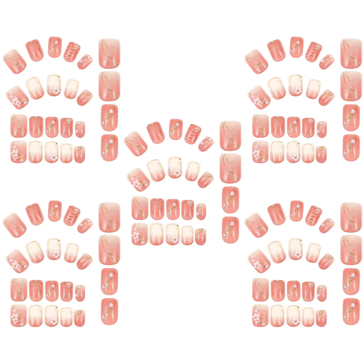 

5 Sets of Nail Tips Ornaments Full Cover False Nails Removable Manicure False Nails