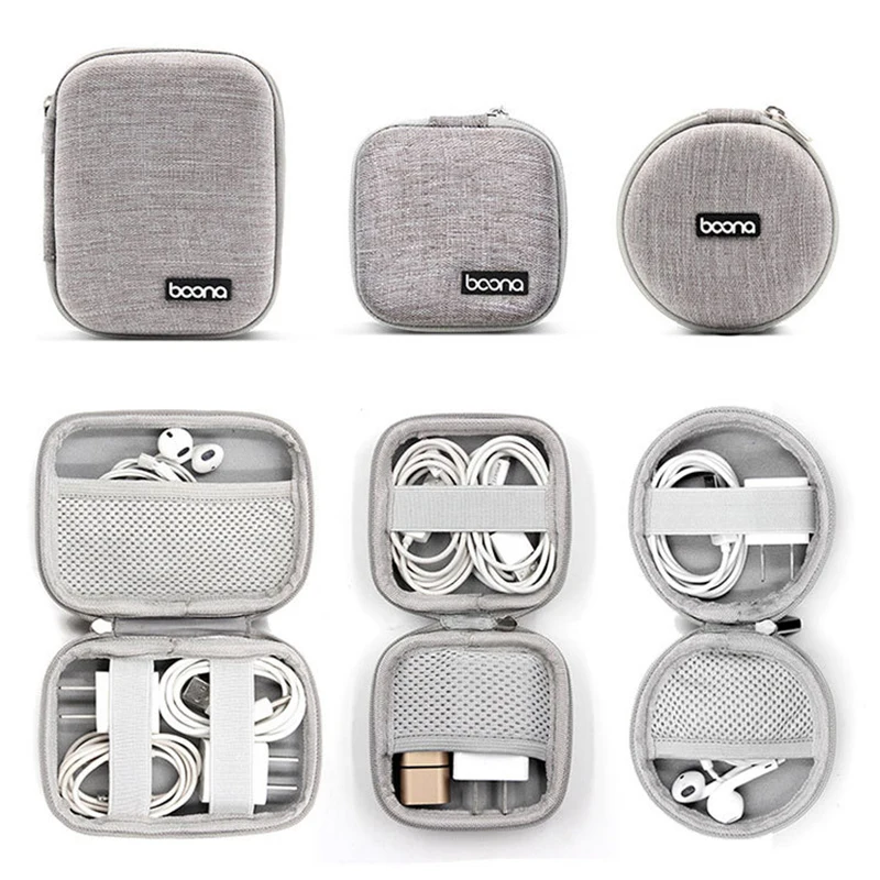 

Portable Data Cable Organizer Bag Small EVA Oval Earphone Storage Bags Hard Shell Waterproof Cases Charger U Disk Zipper Pouch