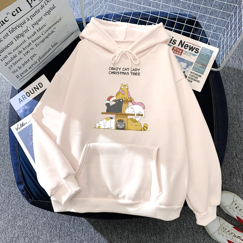 

Женская толстовка с капюшоном и принтом в виде рождественской елки