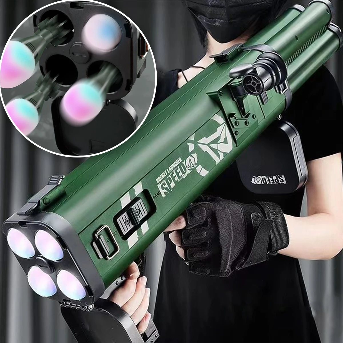 Ролевая четырехъядерная игрушка Ракетница стрельба мягкое оружие искусственное