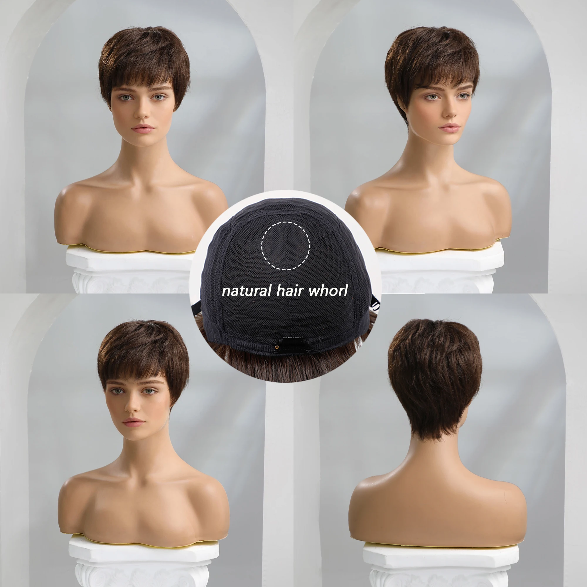 Короткие прямые парики из человеческих волос с челкой парик вырезами фальшивой