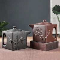 yixing purple clay pot stainless steel filter teapot large capacity square pot kung fu tea set pour spout kettle with handle