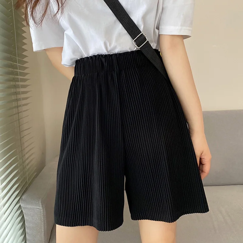 Summer Wide Leg Shorts Women Large Size Casual Solid Short Loose Elastic Waist Female Short Pants Korean Fashion Shorts