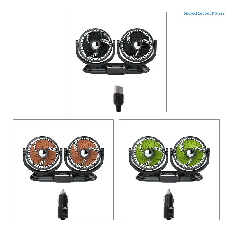 

Автомобильный Вентилятор C5AB с двойной головкой, USB, 5 В, Электрический автомобильный охлаждающий вентилятор с регулируемой температурой на ...