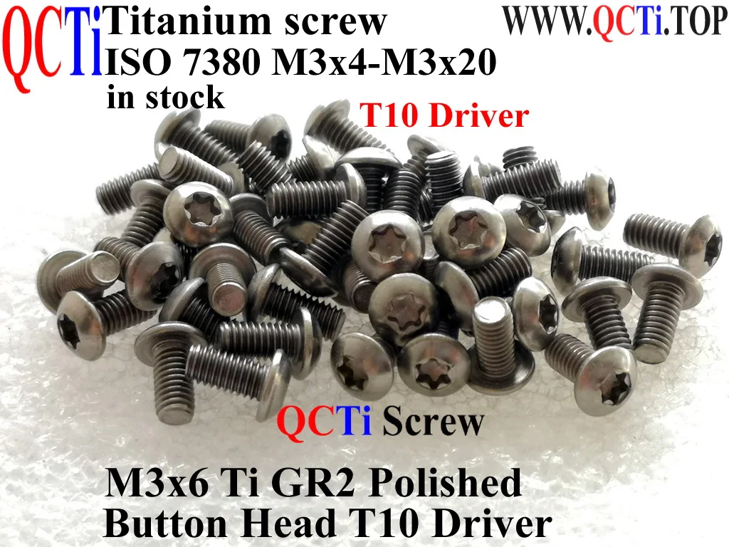 

T10 M3 Titanium screw M3x4 M3x5 N3x6 M3x8 M3x10 M3x12 M3x14 M3x15 M3x16 M3x18 M3x20 Button Head T10 Driver ISO 7380 Ti GR2