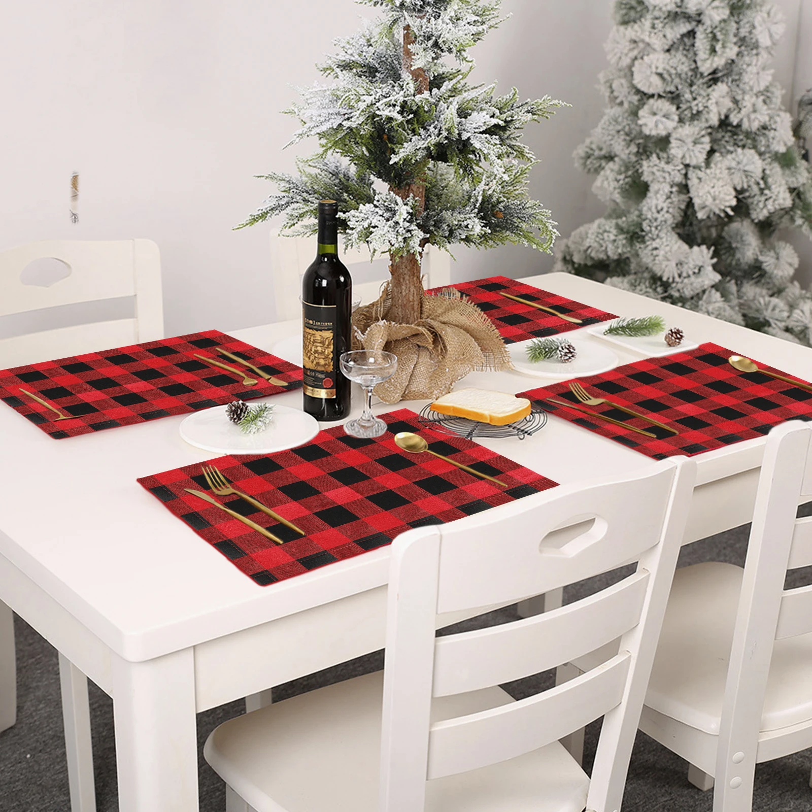 6 Упаковок Одноразовые Скатерти Из Красного Клетчатого Буйвола Двусторонняя