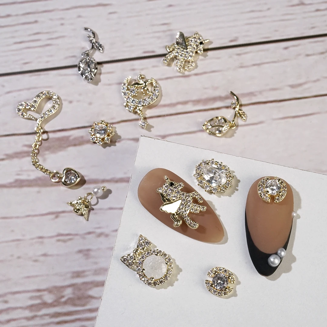 Детали из циркония для ногтевого дизайна 2 шт. 3D кристалл жемчуг металлический