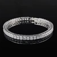 3mm stone 18cm long silver color on hand princess cut zircon barcelet bangle for women wedding bride fashion jewelry s4798