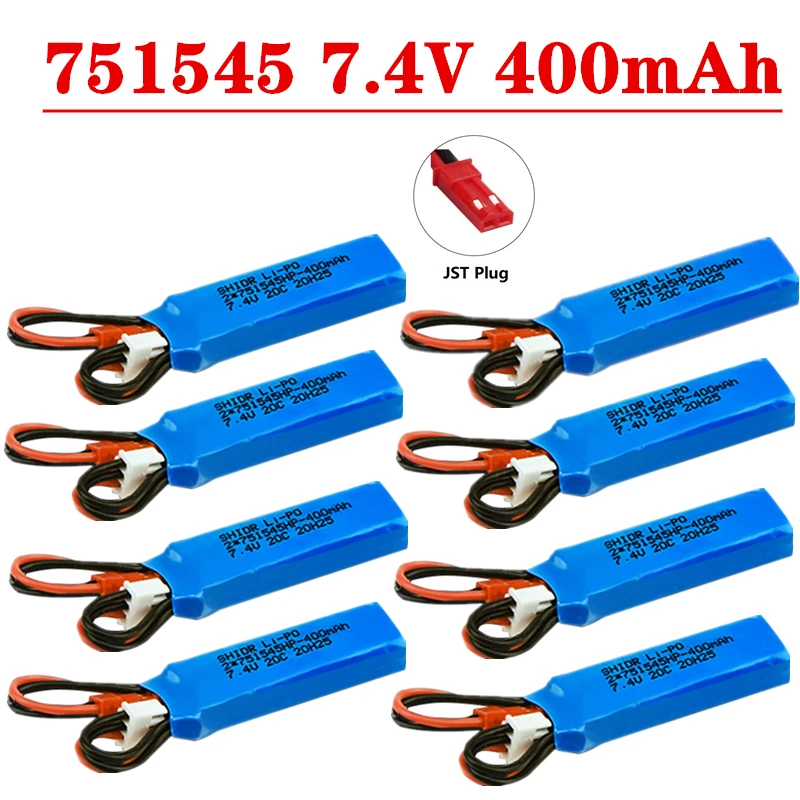

RC Car Battery 7.4V 400mah Lipo Battery For P929 P939 K969 K979 K989 1/28 Remote Control Car Spare Parts JST Plug 7.4V Battery