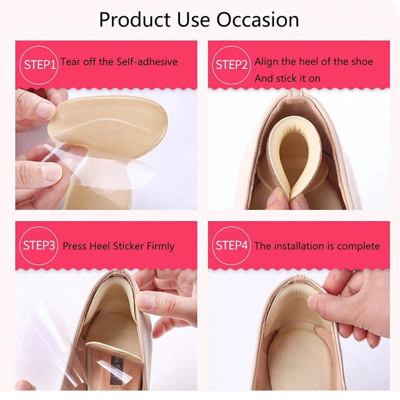 2pcs Women High Heels Half Insoles Back Sticker Liner Insert Heel Pain Relief Protector Pad Heel Stickers Cushion Insole 2 Color