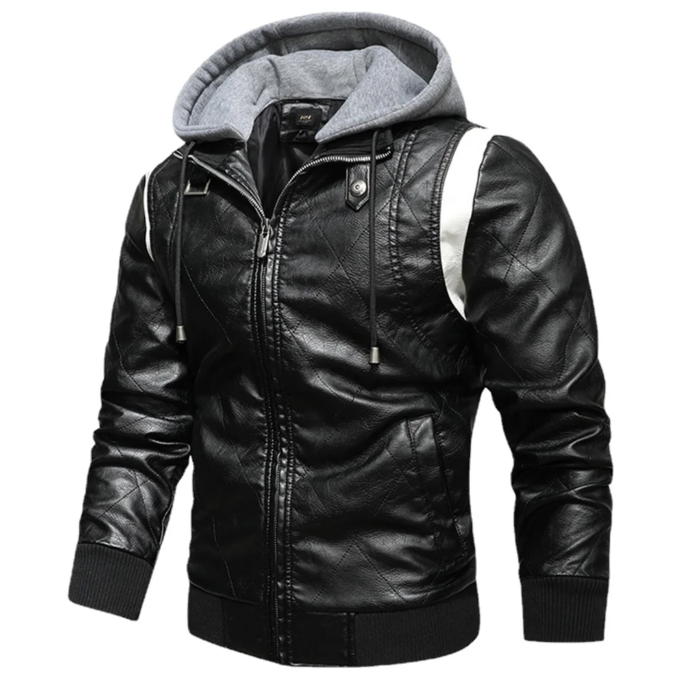 

Мужские кожаные куртки, новинка зимы 2023, повседневная мотоциклетная куртка из искусственной кожи, байкерские кожаные пальто, европейская в...
