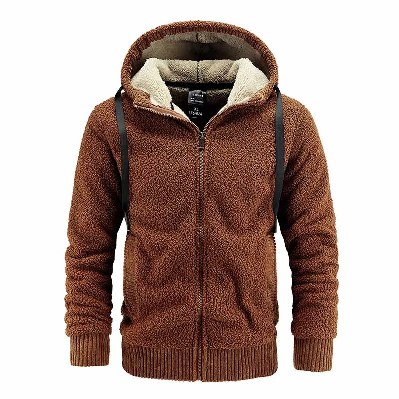 Men Warm Winter Hoodies Cardigan Fleece Lined Outwear Coats Male Knitted Clothing For Autumn