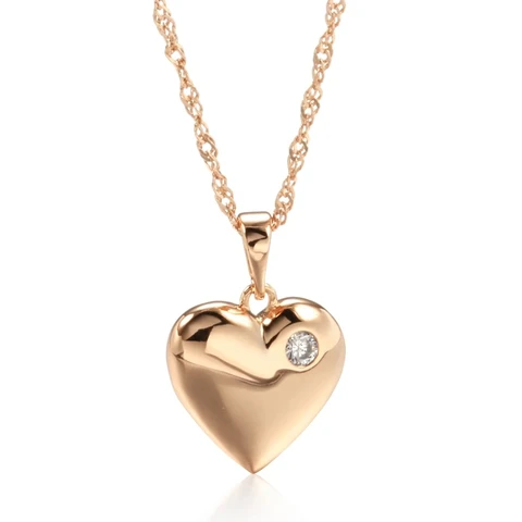Новое ожерелье Kinel с подвеской в форме сердца для женщин, Роскошный натуральный циркон, цвет розового золота 585 пробы, современное искусственное свадебное ежедневное украшение
