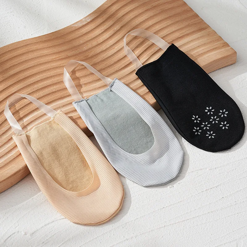 Женские носки-невидимки летние силиконовые Нескользящие сетчатые женские носки