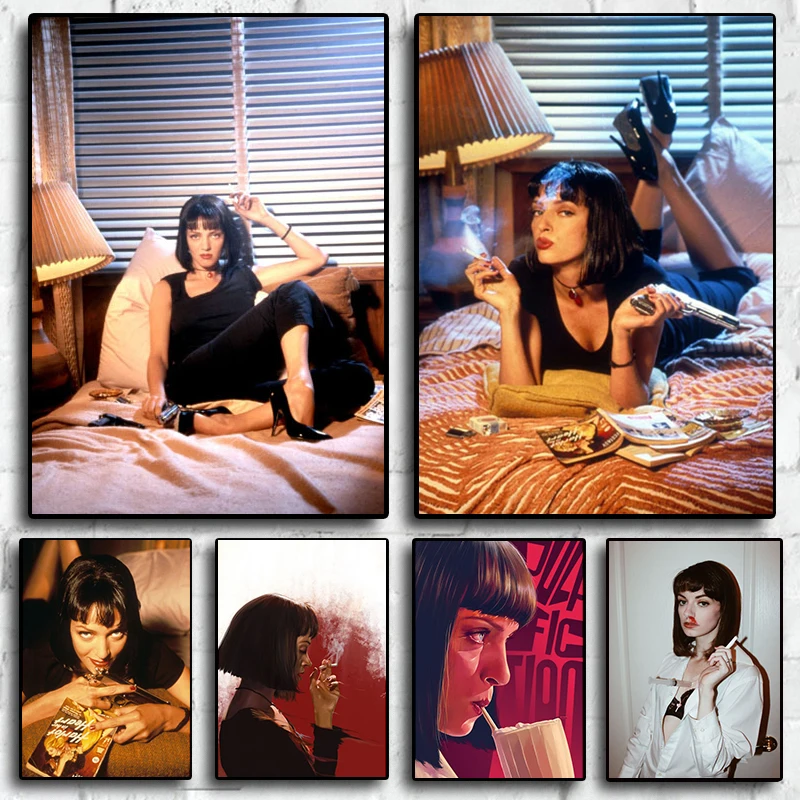 Криминальное художественное оформление Миа Уоллес горячий фильм плакат печать фото портрет картины Бар Отель для гостиной настенное художественное оформление роспись