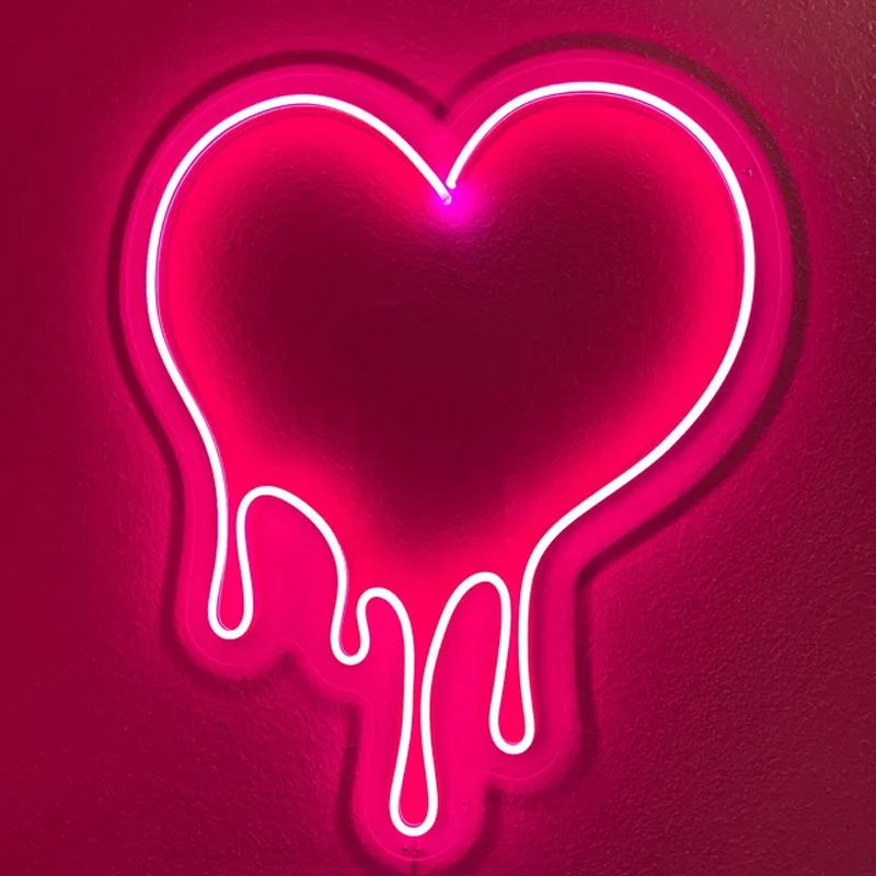 Custom Led Sign Neon Light Dripping Heart Red Blue Love Heart For Kawaii Children Room Decor Bedroom Deocration Night Light